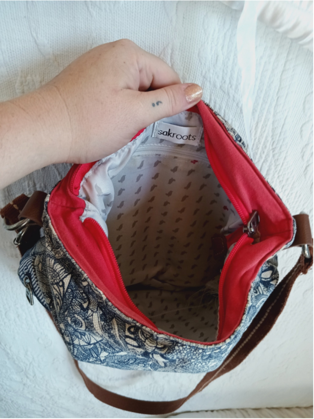 Sakroots Artist Circle soft bucket bag Navy Spirit Desert print denim cute - Picture 8 of 10